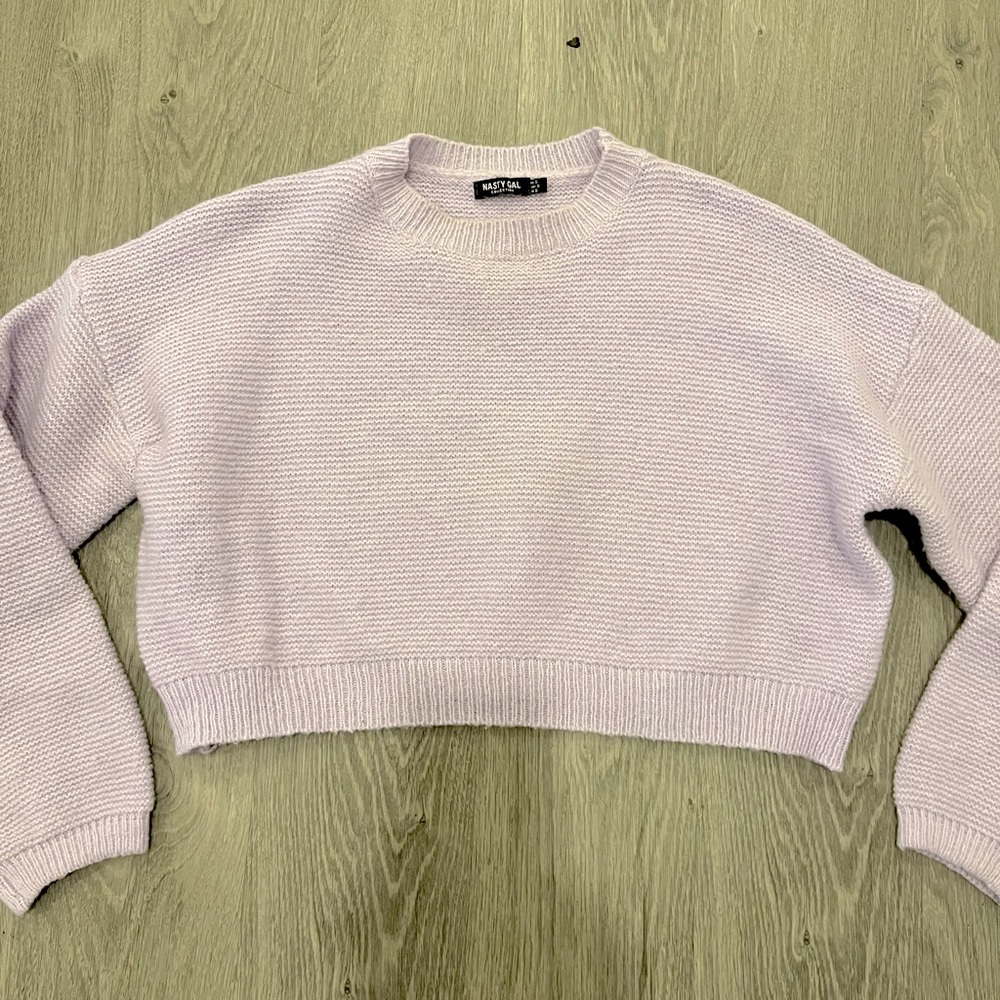 Cropped lavender knit sweater, size medium